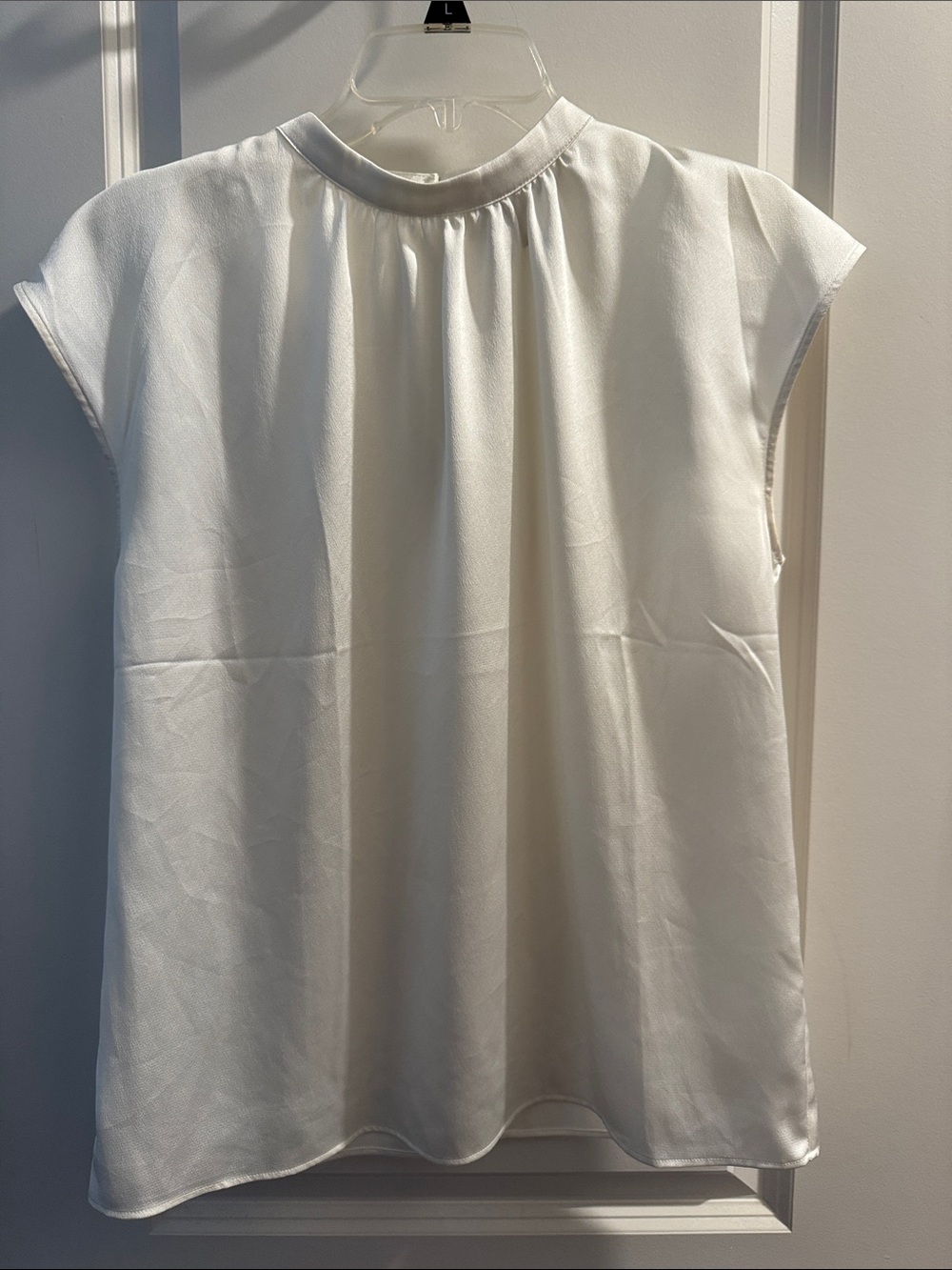 H&M White Gathered Neck Cap-Sleeve Camisole